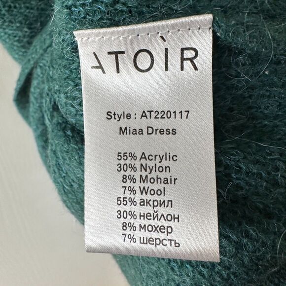 Atoir Womens Mohair Cut Out Back Miaa Sweater Mini Dress Emerald Green Sz XS NWT - Picture 8 of 8